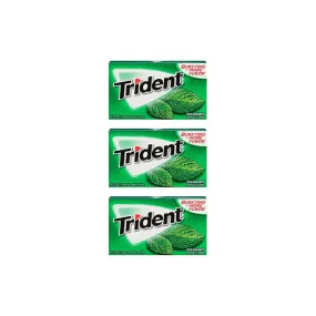 Trident Sugar-Free Spearmint Chewing Gum 14 Sticks 26g (Pack of 3)