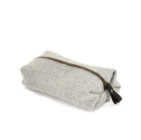 Tweedmill Silver Herringbone Tweed Washbag