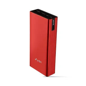 URBN 20000 mAh 12W Fast Charging Metal Power Bank | Dual USB Output | Micro & Type C Input | Safe Charging | Type C Cable Included | (Red)