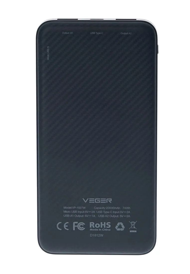 Veger VP-1027W Wireless Charger Power Bank -20000mAh black White blue