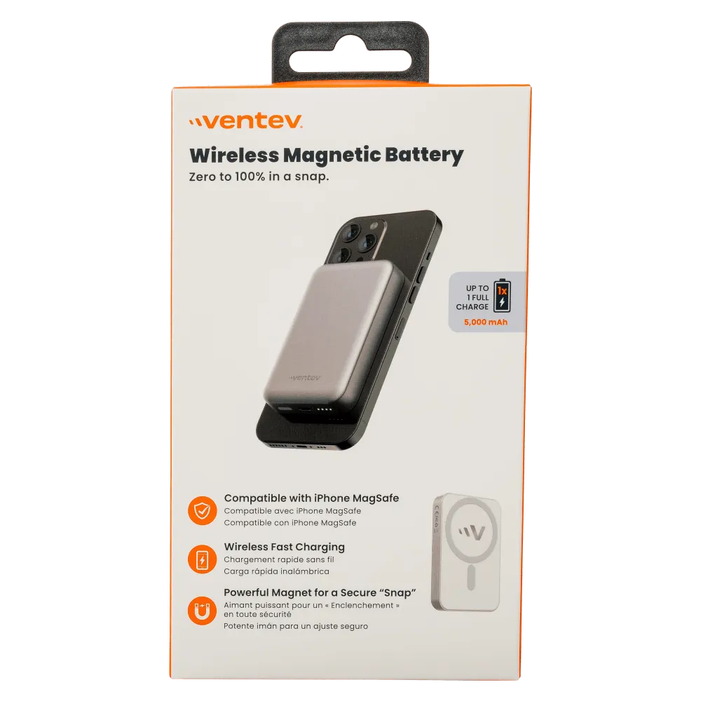 Ventev 5k mAh Portable Magnetic Battery Gray by Ventev