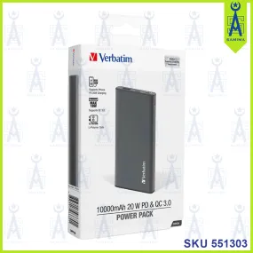 VERBATIM POWER PACK  10000mAh 20W PD & QC3.0