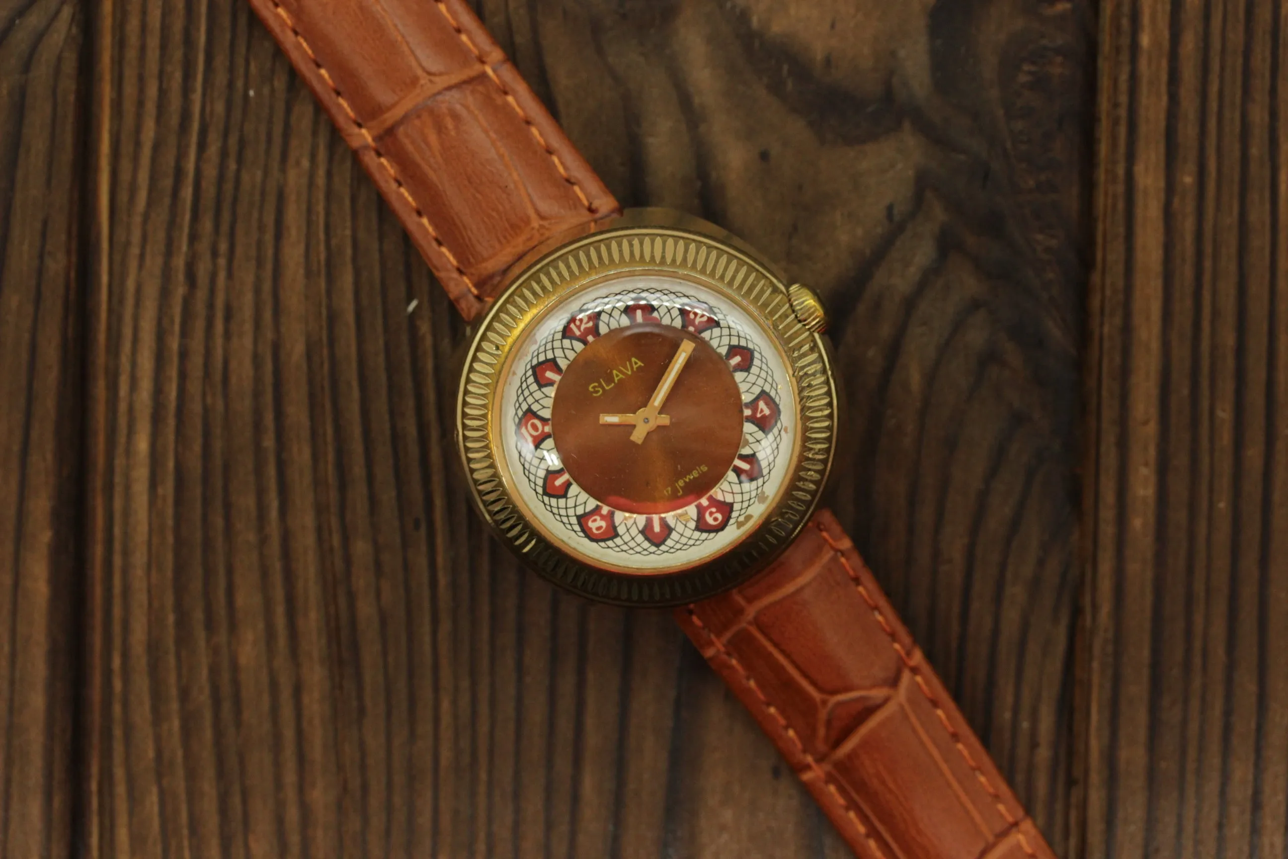 Vintage Soviet women's mechanical mini watch Slava Fabulous patterns