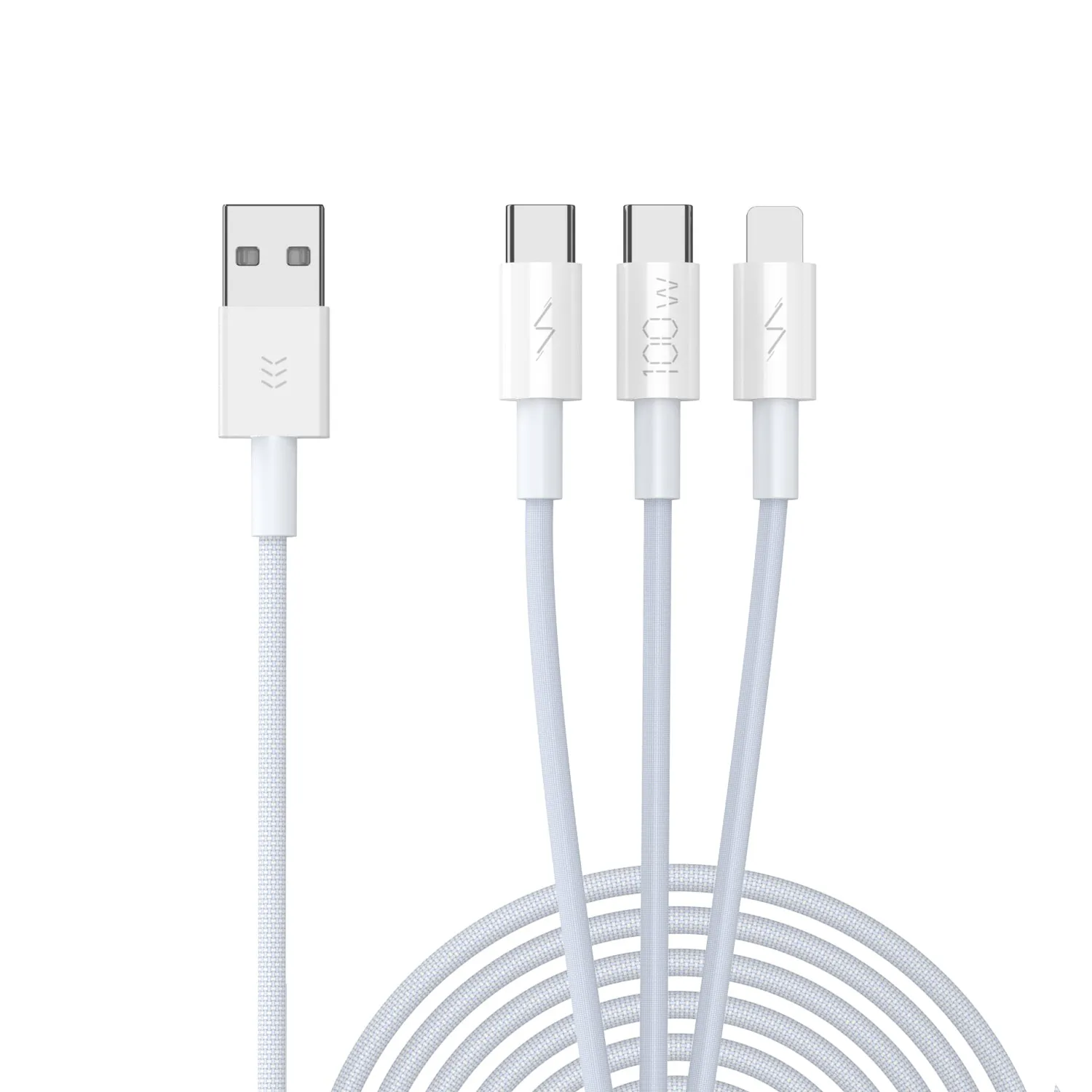 Vyvylabs Prime Series 3 in1 Fast Charging Cable USB to 2C L 100W 1.5M White