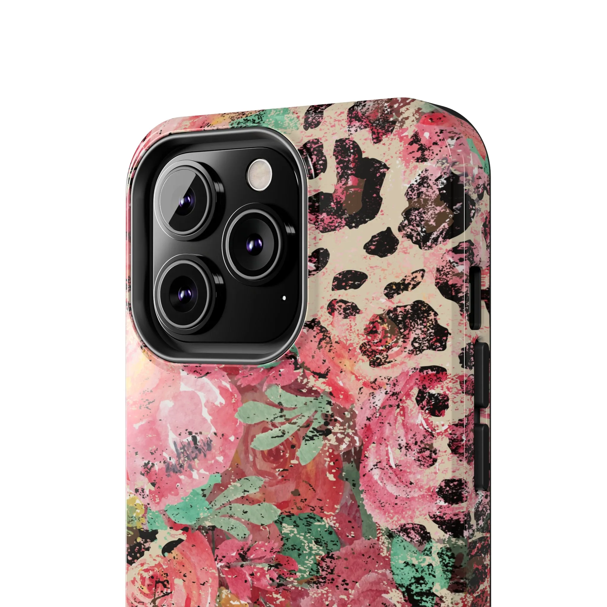 Western Leopard and Pink Roses Design Phone Case- Lightweight, Impact Resistant Cover for iPhone 6, 6s, 12, 13, 14, 15