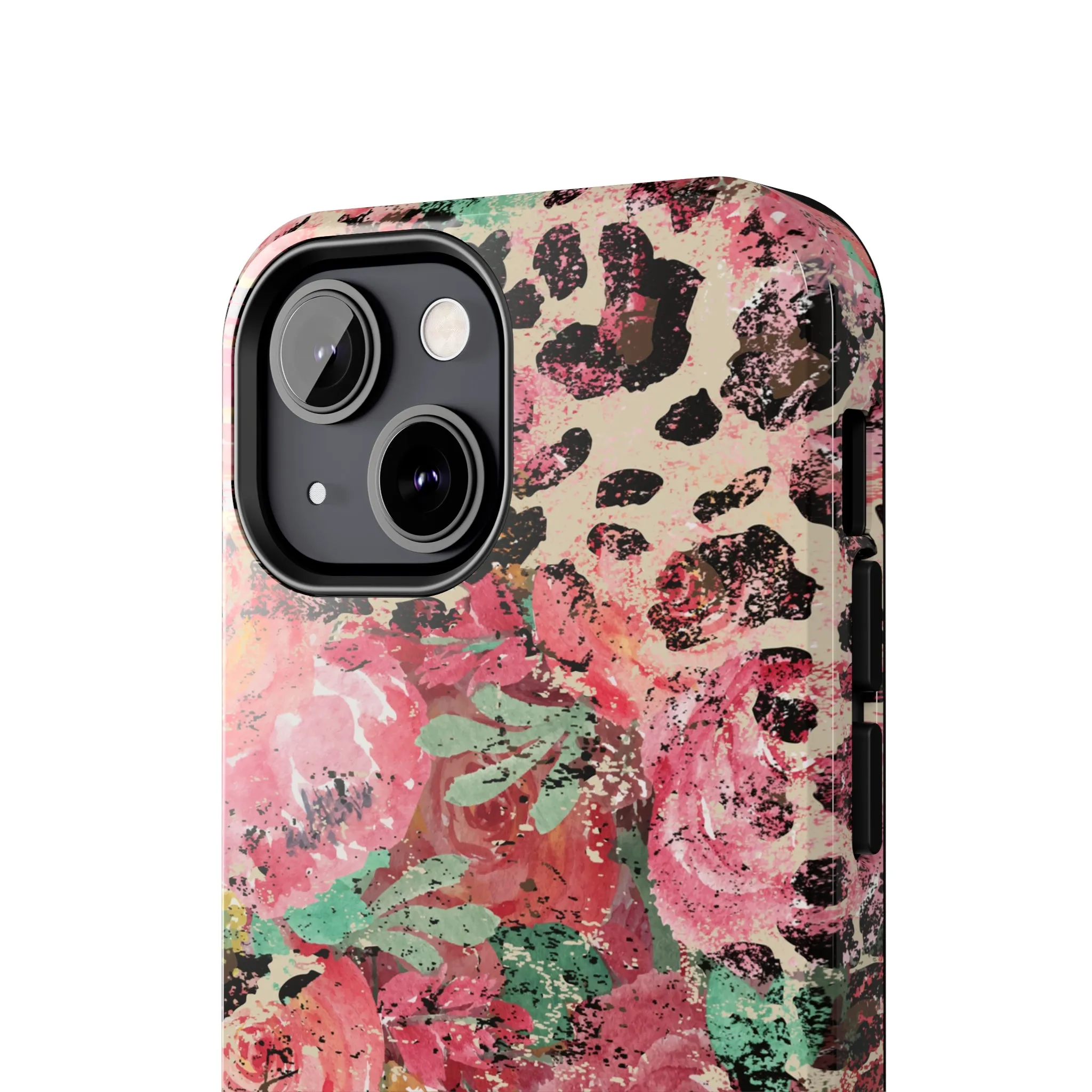 Western Leopard and Pink Roses Design Phone Case- Lightweight, Impact Resistant Cover for iPhone 6, 6s, 12, 13, 14, 15