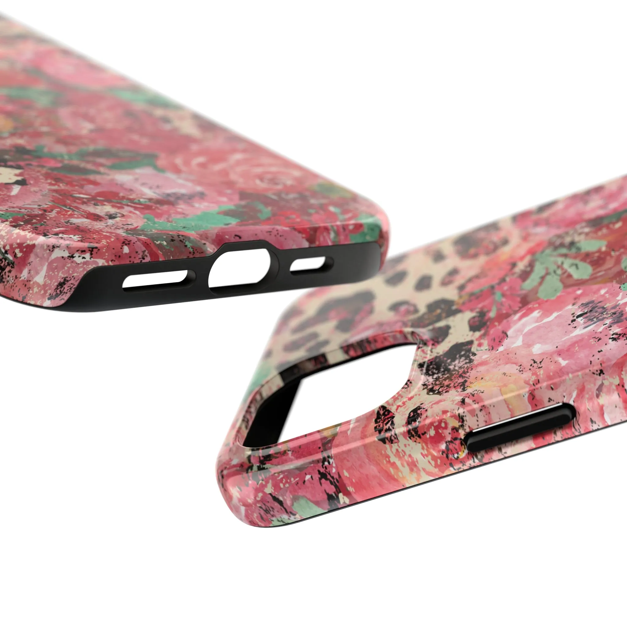 Western Leopard and Pink Roses Design Phone Case- Lightweight, Impact Resistant Cover for iPhone 6, 6s, 12, 13, 14, 15