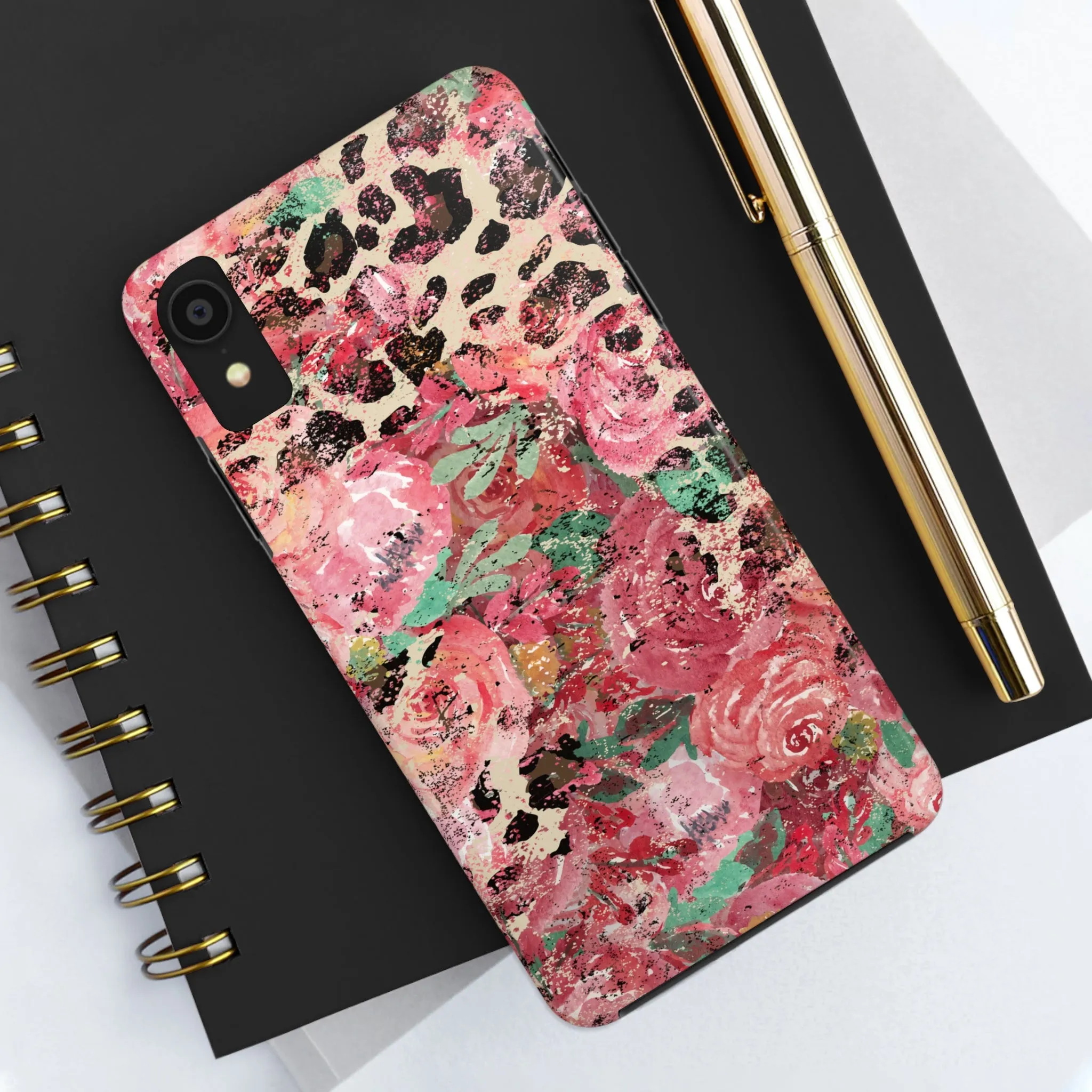 Western Leopard and Pink Roses Design Phone Case- Lightweight, Impact Resistant Cover for iPhone 6, 6s, 12, 13, 14, 15