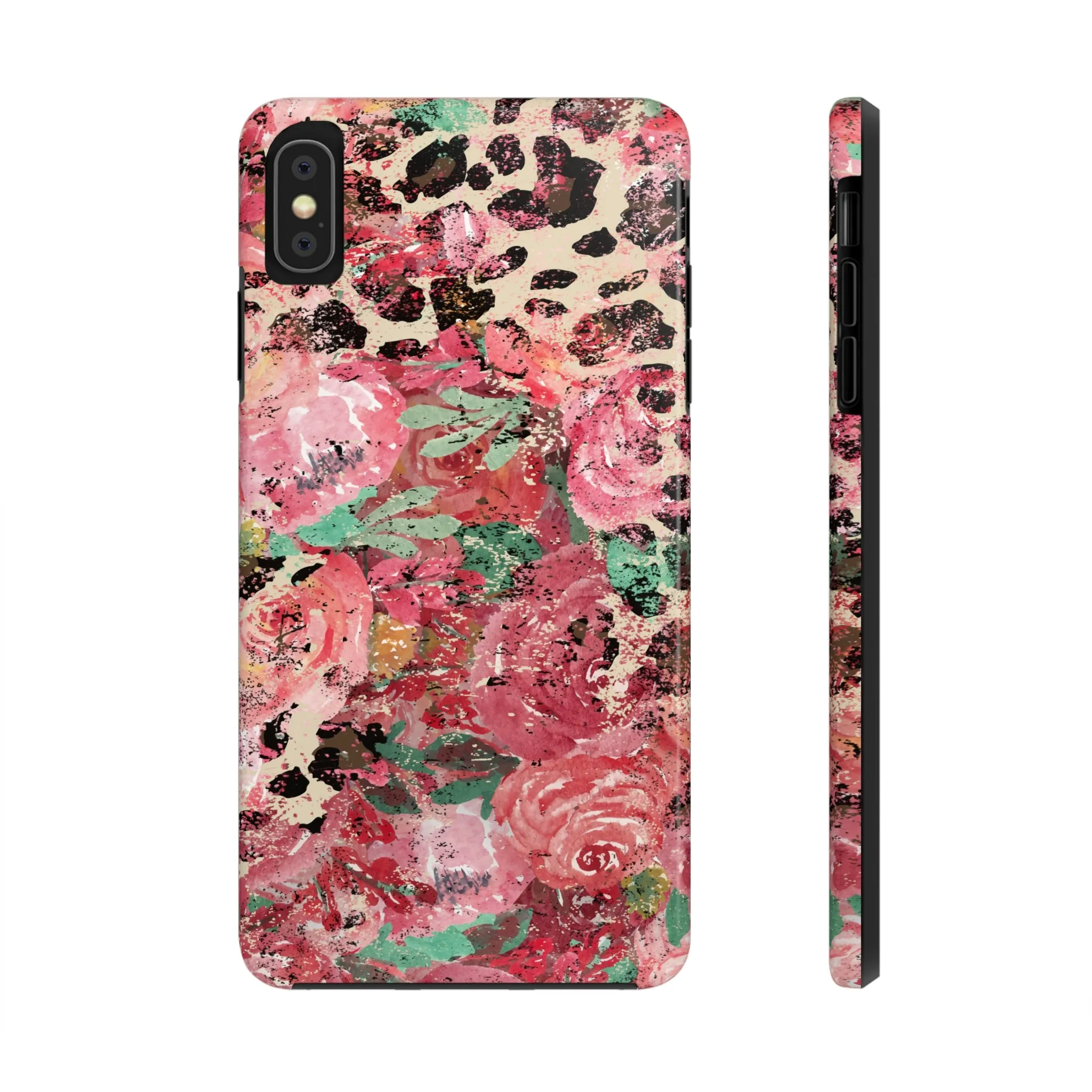 Western Leopard and Pink Roses Design Phone Case- Lightweight, Impact Resistant Cover for iPhone 6, 6s, 12, 13, 14, 15