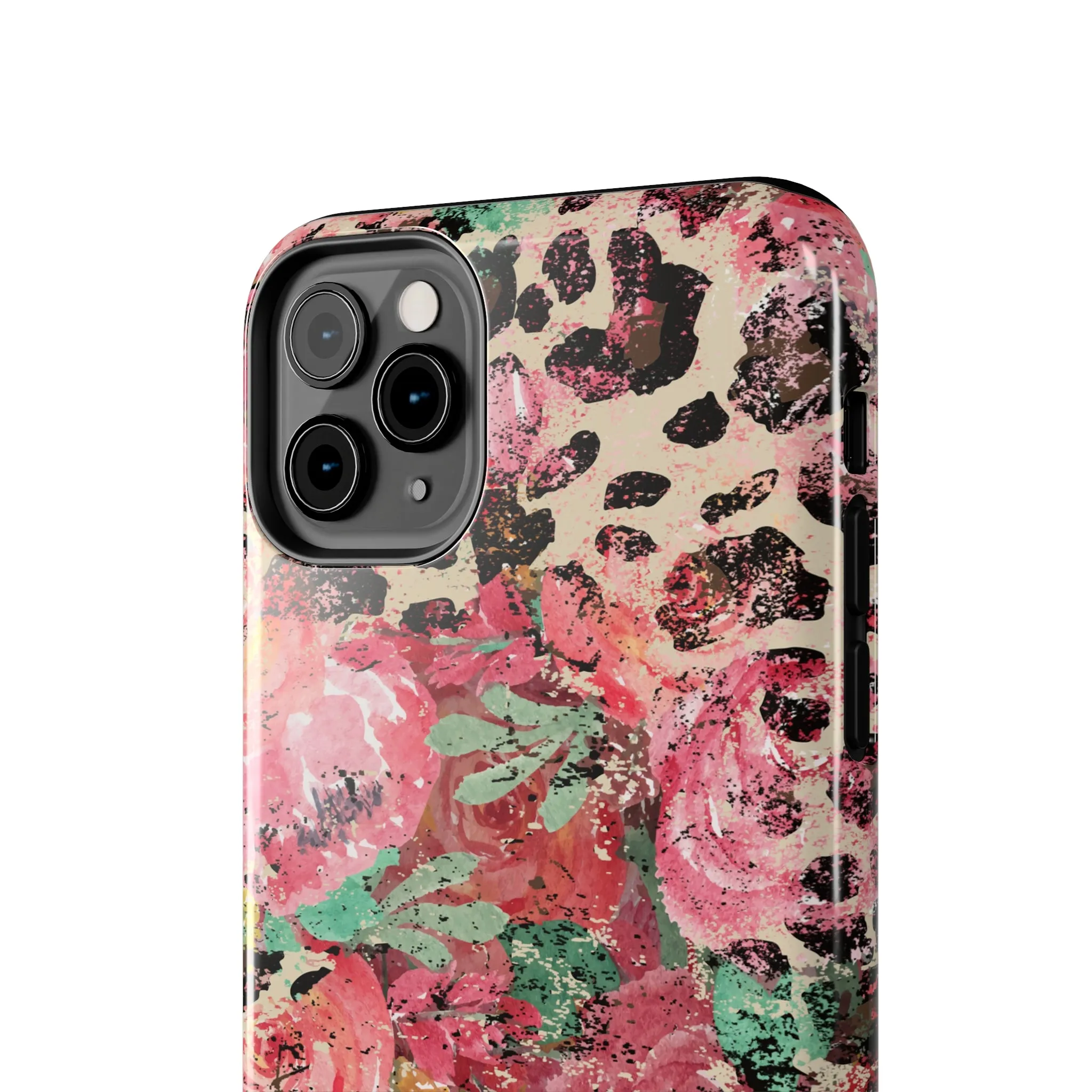 Western Leopard and Pink Roses Design Phone Case- Lightweight, Impact Resistant Cover for iPhone 6, 6s, 12, 13, 14, 15