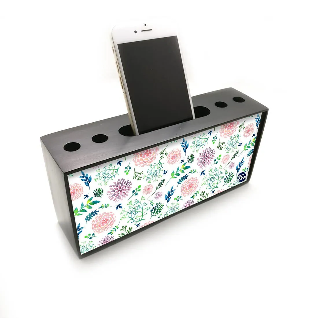 Wooden Stationary Holder Pen Mobile Stand for Office - Baby Flower